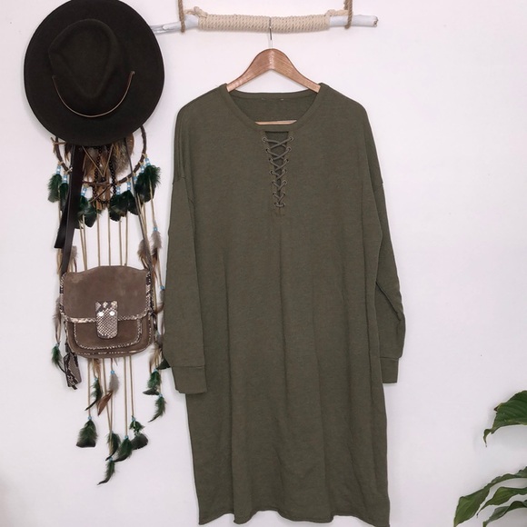 American Eagle Outfitters Dresses & Skirts - American eagle outfitters olive green sweaterdress